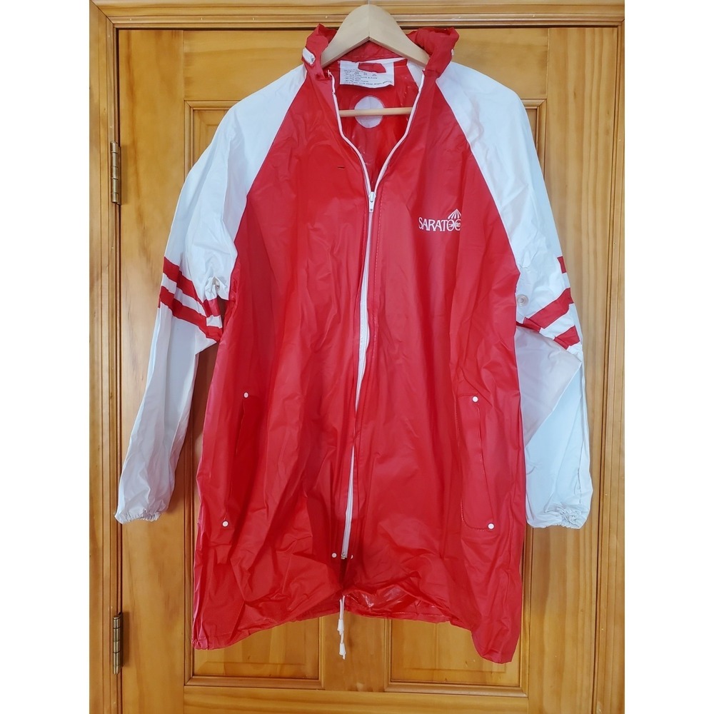 Vintage Saratoga Unisex Adult Rain Coat‎ With Pockets And Hood